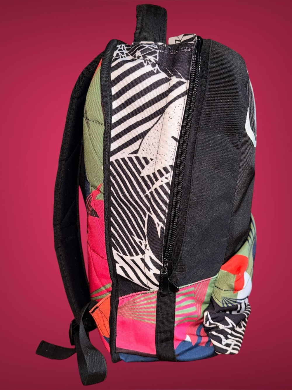 Volcom Patchwork Geometric Colorblock Skate Backpack Adjustable Straps - Picture 3 of 8
